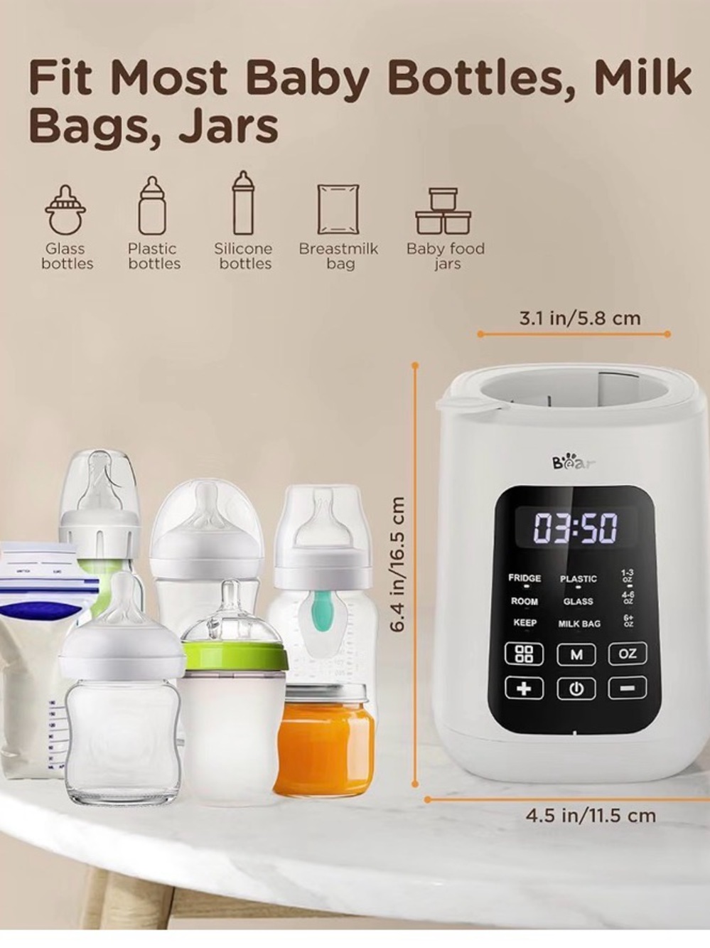 White Baby Bottle Warmer with Digital Display